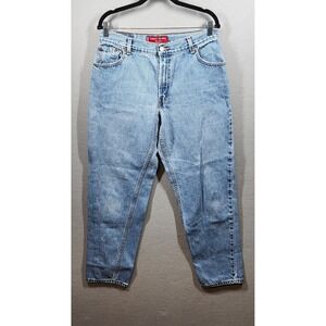 Vintage Levis 550 Relaxed Fit Tapered Leg Mom Jeans Size 14 Long High Rise Denim